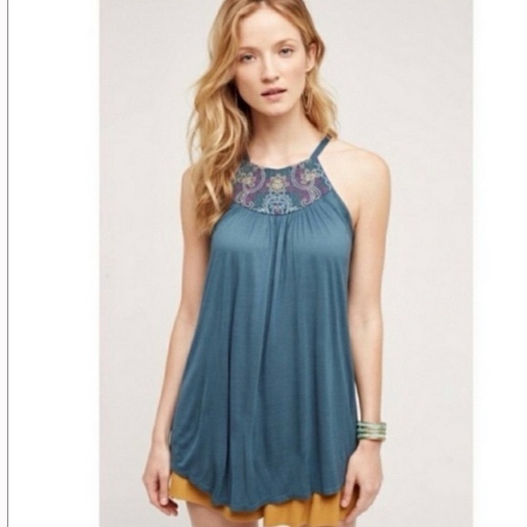 Anthropologie Tops - Anthropologie one September Women's Blue Halter Top